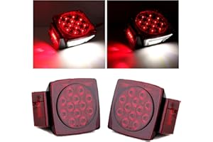 Jamarco Trailer Lights, 2Pcs Square Red Led Rear Combination Tail Lights Brake Stop Turn Tail License Lights for Utility Trailer Camper Truck RV Boat Marine Snowmobile Tail Lights