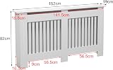 Vivo Technologies Radiator Cover White Large MDF Slat Shelf 152x82x19 cm view 3