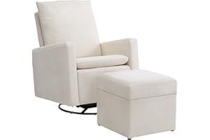 Soho Baby Everlee Upholstered Glider and Ottoman Set, Cream