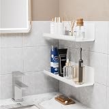 WELDUN Floating Shelf Set of 2 32 cm Wall Shelves No Drilling White view 2