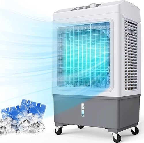 Evaporative Cooler -FANCOLE IN Portable Evaporative Air Cooler, Speed  Cooling Fan, Ice Packs, Large Water Tank &Scroll Casters, 35In