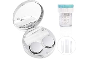 LASIYANOR Contact Lens Travel Kit with Cleaner Washer, Portable Contact Box with Mirror Tweezers Remover Tool Solution Bottle for Daily Outdoor (Silver)