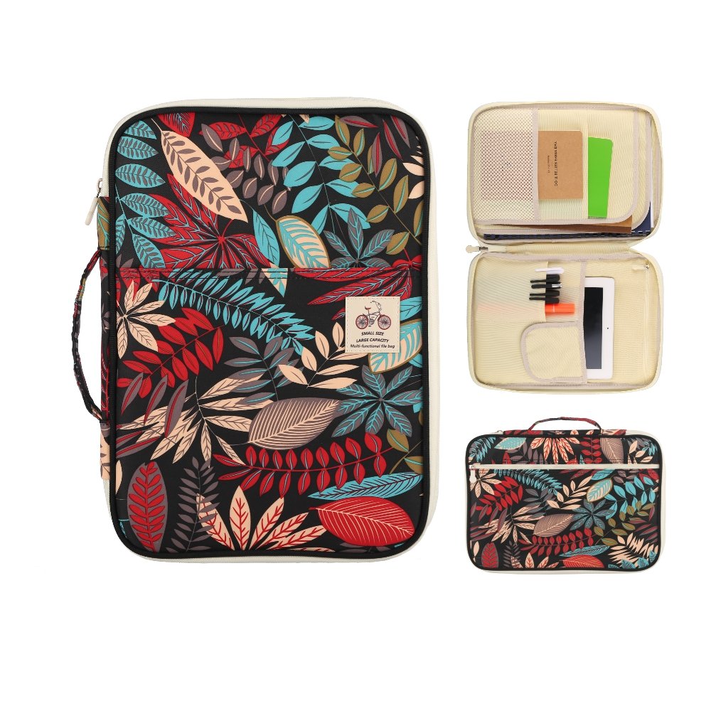 A4 Document Case - Multi-Functional Portfolio Travel Bag Holders Zippered Files Tickets Passport Organizer Messenger IPad Handbag Storage for Holiday and Office by YOUSHARES (Colorful Red)