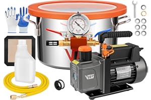 VTG VOGTEN 1.5 Gallon Vacuum Chamber with Pump,304 Stainless Steel Degassing Chamber Kit with 4.5 CFM 1/3HP Vacuum Pump,for Stabilizing Wood, Degassing Resin, Silicone and Epoxies