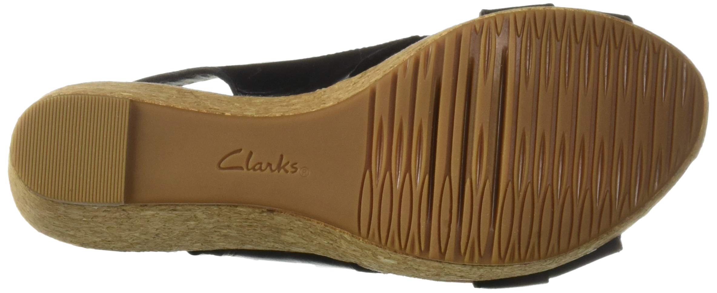 Clarks Women's Annadel Ivory Wedge Sandal, black leather, 080 W US - Image 4