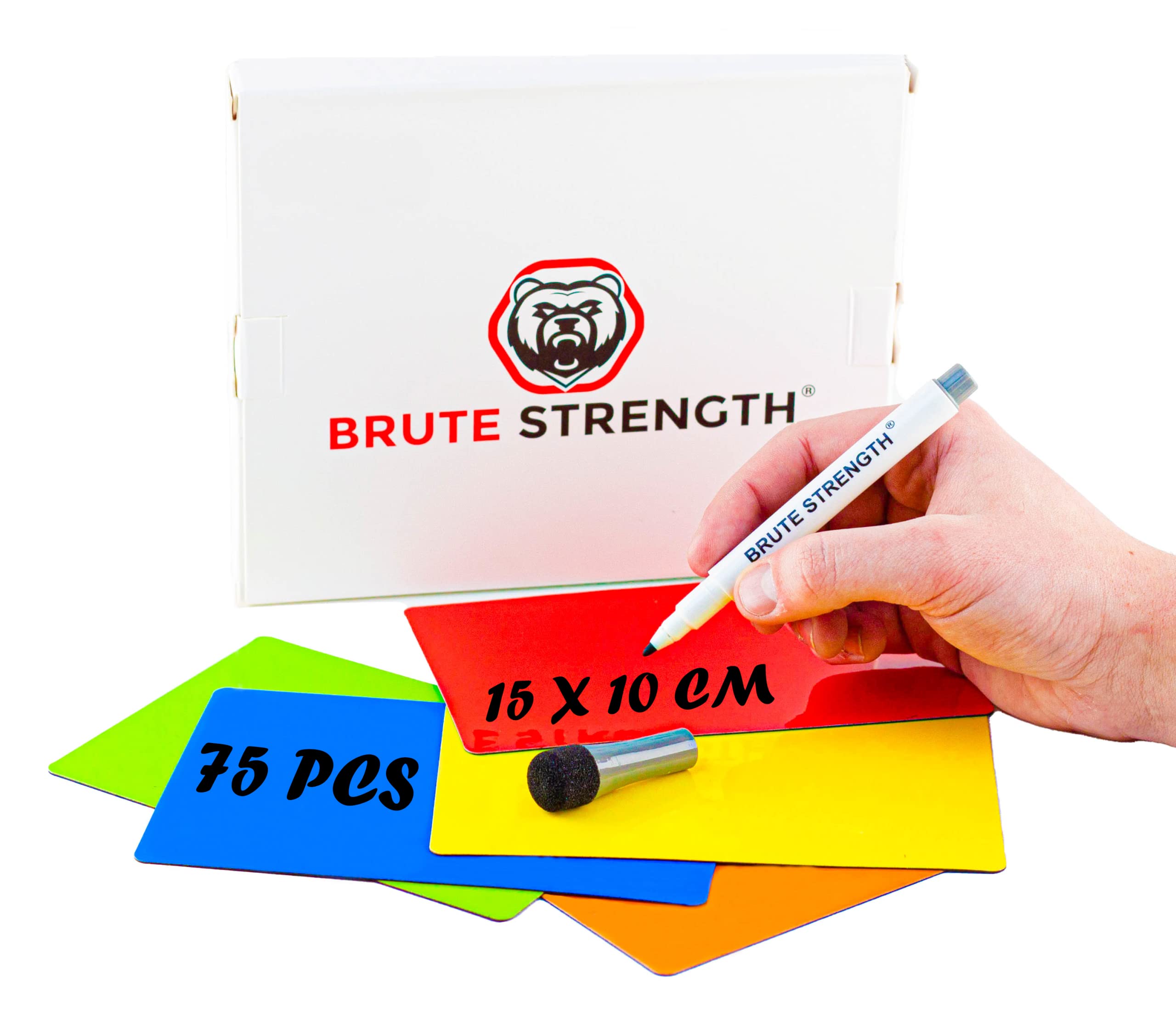 75 Writable Magnets 15 x 10 cm with Whiteboard Marker for Scrum, Agile, Kanban or Lean - Mix - 5 Colours