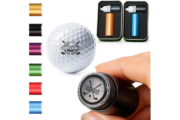 ELULAE Personalized Golf Ball Stamp with Metal Storage Case, Custom Name Reusable Golf Ball Marking,