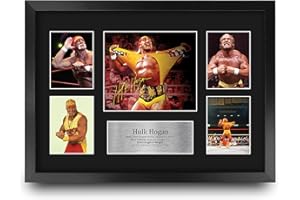 HWC Trading Hulk Hogan Wrestling 16 x 12 inch (A3) Printed Gifts Signed Autograph Picture for WWE & WWF Memorabilia Fans - 16" x 12" Framed