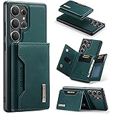Cseoteo 2 in 1 Wallet Phone Case for Samsung Galaxy S25 Ultra, DG.MING Retro PU Leather Magnetic Detachable Trifold Wallet with 8 Card Slots, Kickstand, Shockproof Protective Cover (Green)