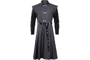 Kucos Mens Daemon Costume Cape Robe Cosplay Trench Coat Jacket Prince Commander Windbreaker Halloween