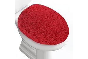 Baahrnom Microfiber Elongated Toilet Seat Cover 19.5"x 15" Machine Washable Solid Toilet Lid Cover Adjustable Rubber Backing Fits Most 18-19.5" L x 14-16" W Elongated Toilet Seat