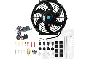 10" Slim Universal Electric Fan for 12V 80W Push/Pull Radiator High Performance Cooling Fan with Thermostat, Wiring Switch, R