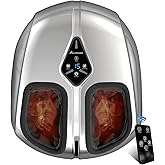 ALLYOUGER Shiatsu Foot Massager with Heat,Vibration,Air Compression and Deep Kneading for Plantar Fasciitis, Neuropathy,Improve Foot Wellness,Gifts for Women & Men(Silver)