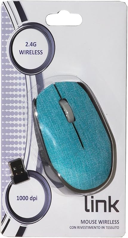 LKMOS08 MOUSE WIRELESS IN TESSUTO COLORE AZZURRO CON RICEVITORE USB 1000 DPI