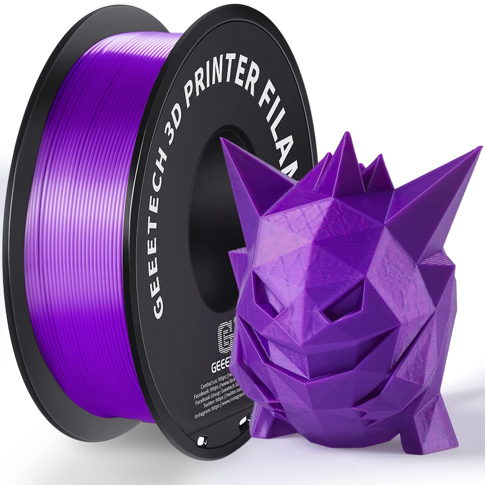PLA Filament 1.75mm, GEEETECH New 3D Printing Filament PLA for 3D Printer and 3D Pen, 1kg 1 Spool (Purple)