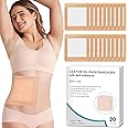 20Pcs Castor Oil Pack Wrap for Liver, Stomach, Belly Button | 8.7"*7.9" Organic Cotton Pads | Highly Absorbent Self-Adhesive Disposable Patches | No Wash, 100% Leak-Free(Oil Not Included) US Patented