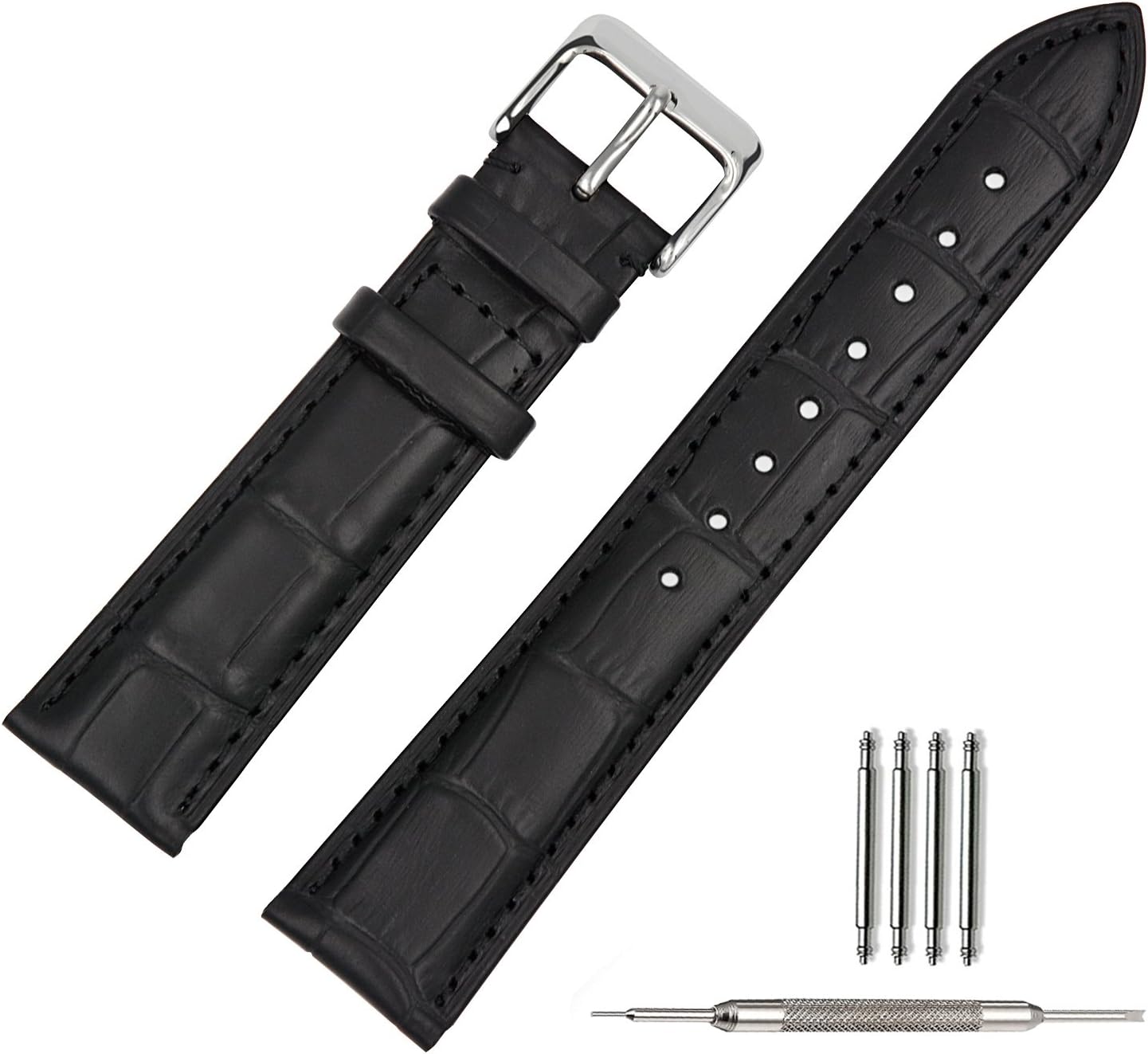 Leather Watch Strap Soft w/Watch Clasp Buckle Watch Band Bracelet Replacement
