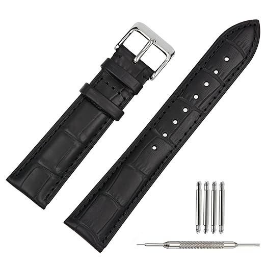 Leder Uhrenarmband 20mm Echt Uhrband Armband Uhrenarmbänder Watch Band Ersatzarmband für Uhren Schwarz Braun 18mm 19mm 20mm 2