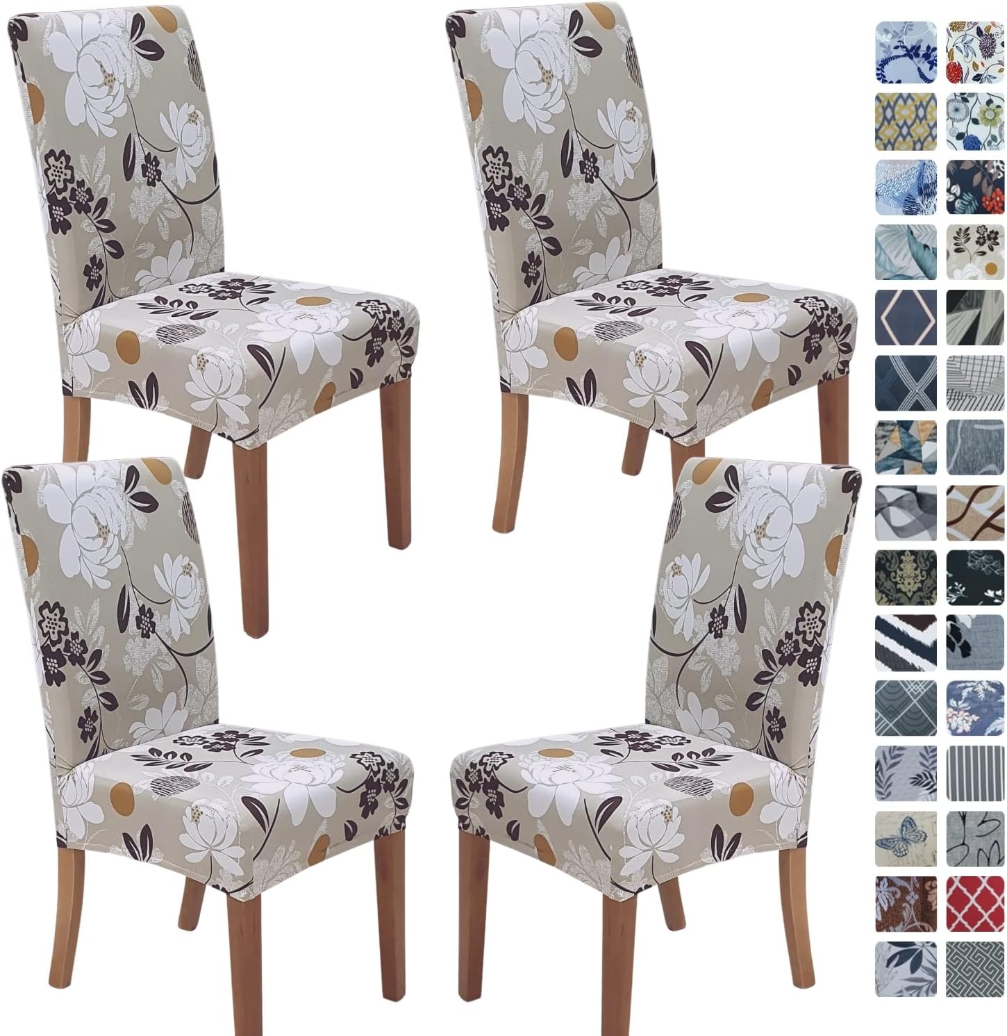 Slipcovers - SPRINGRICO Chair Covers for Dining Room Set of 4, Stretch Dining Chair Cover, Washable Spandex Kitchen Parsons Chair Slipcovers, Removable Seat Protector for Home or Party (4 Pack, FLOWERINAS)