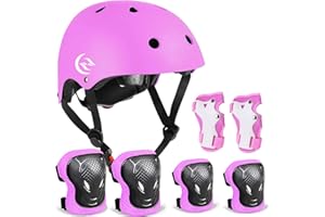 ZLEIOUY Kids Bike Helmet Skateboard Knee Pads - Kids Helmet Elbow Pads Wrist Guards Adjustable for 5~15yrs Girl Boy Kids Protective Gear Set for Sport Cycling Bike Roller Skating Scooter