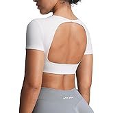 Aoxjox Short Sleeve Crop Tops for Women Clarissa Hollow Back Workout Cropped T Shirt Top