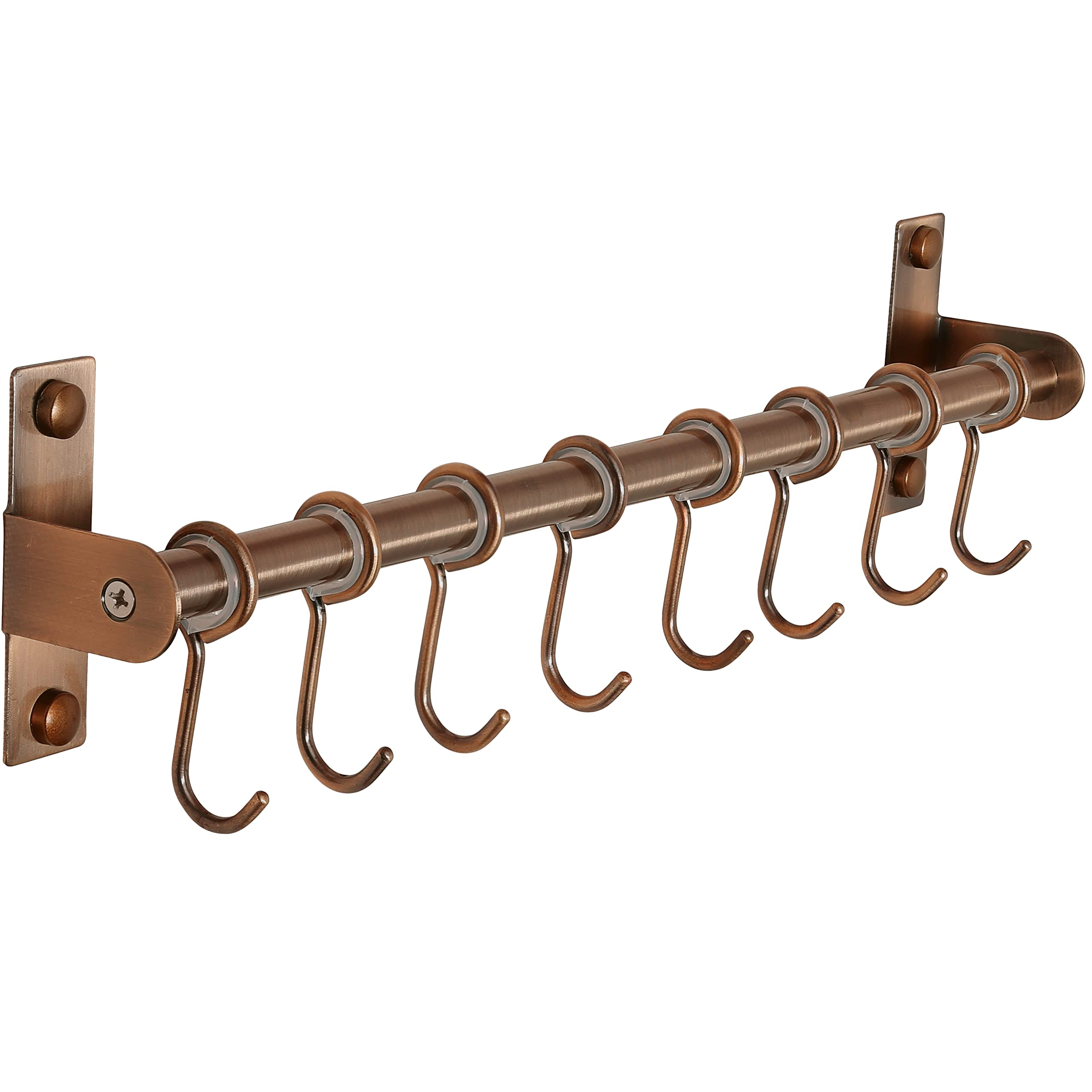 Dseap Pot Rack - Pots and Pans Hanging Rack Rail with 8 Hooks, Pot Hangers for Kitchen, Antique Copper