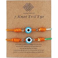 Kicomvi Adjustable Evil Eye Bracelet - Handmade Braided Rope Kabbalah Protection & Good Luck Bracelet For Women & Men