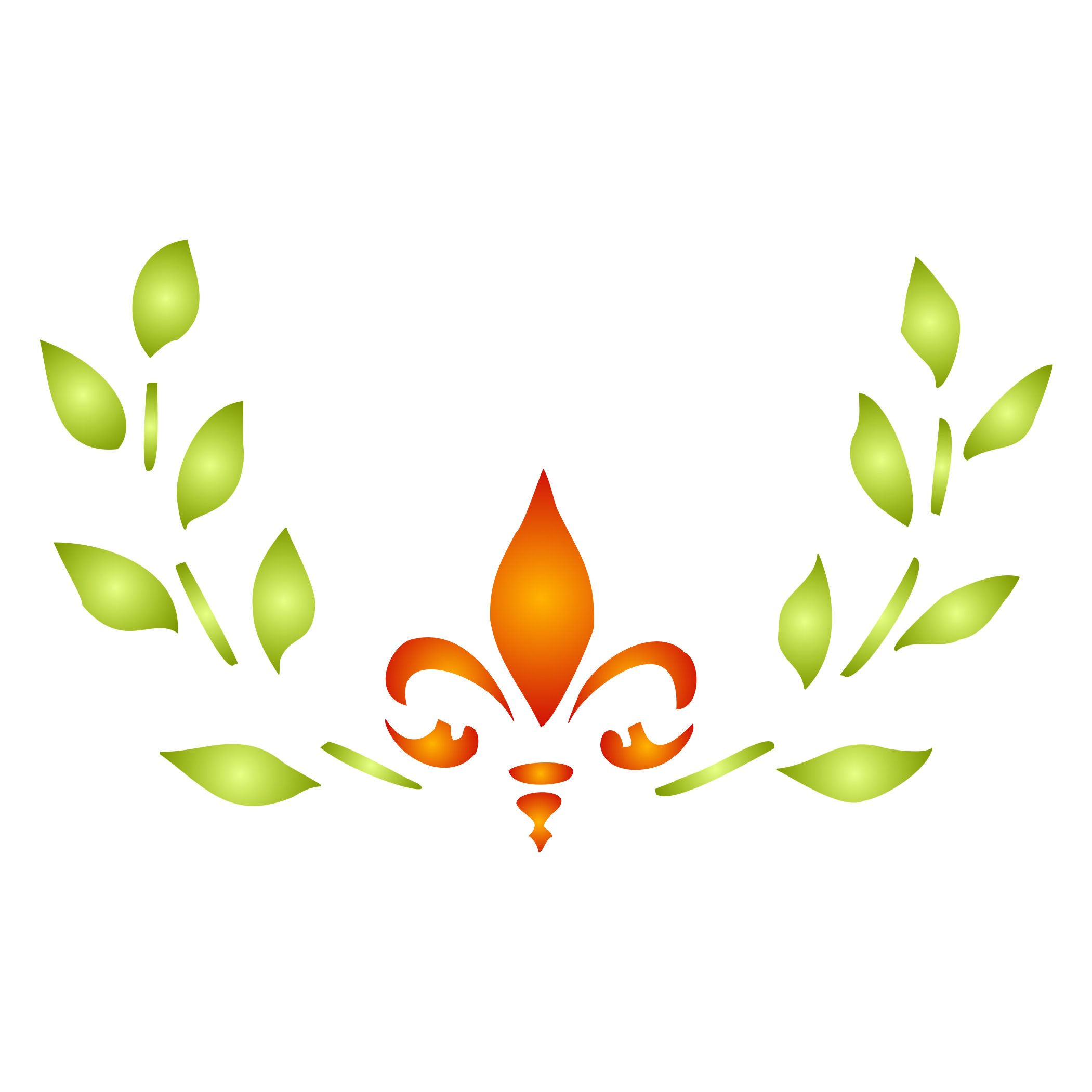Fleur De Lis & Laurel Stencil - 19 x 11.5cm - Reusable Iris Sword Lily Fleur-de-lis Fleur-de-LYS Wall Stencil Template