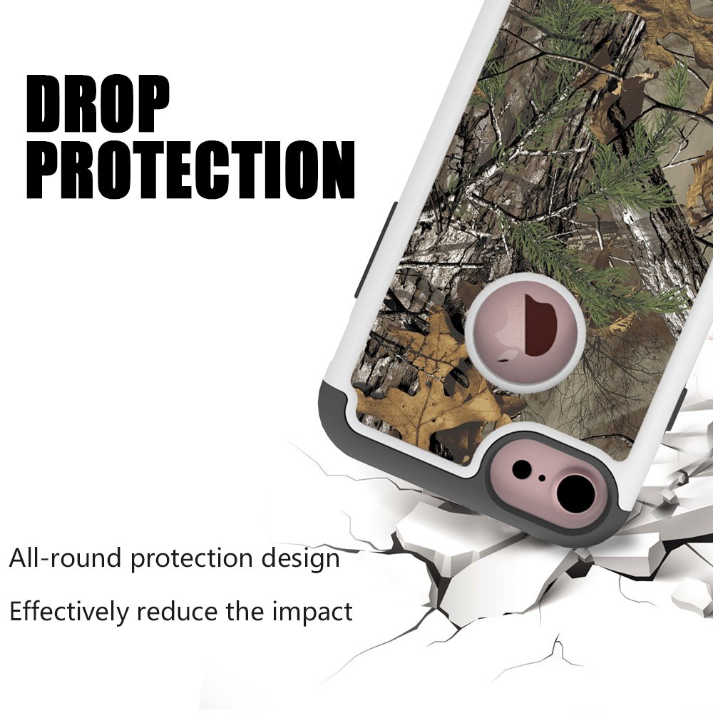iPhone 7 Case, UrSpeedtekLive [Shock Absorption] Dual Layer Heavy Duty Protective Silicone Plastic Cover Case for iPhone 7 - Camo Tree