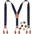 Mcvotcot Suspenders for Men Button End Adjustable Y-Back Elastic 47 Inches