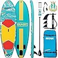 Overmont Inflatable Stand Up Paddle Board with Premium SUP Accessories, 10’6’’ Wide Durable Design, Non-Slip Stable Deck for Youth & Adults of All Skill Levels, Leash Paddle & Pump Included