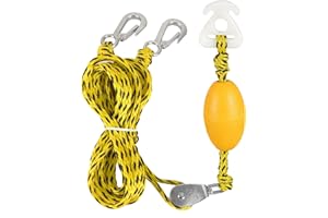 JRANTER Boat Tow Harness for Tubing, 12 ft Self Centering Y Ski Rope Harness with Heavy Duty Stainless Steel Pully and Clips for Outboard Motor