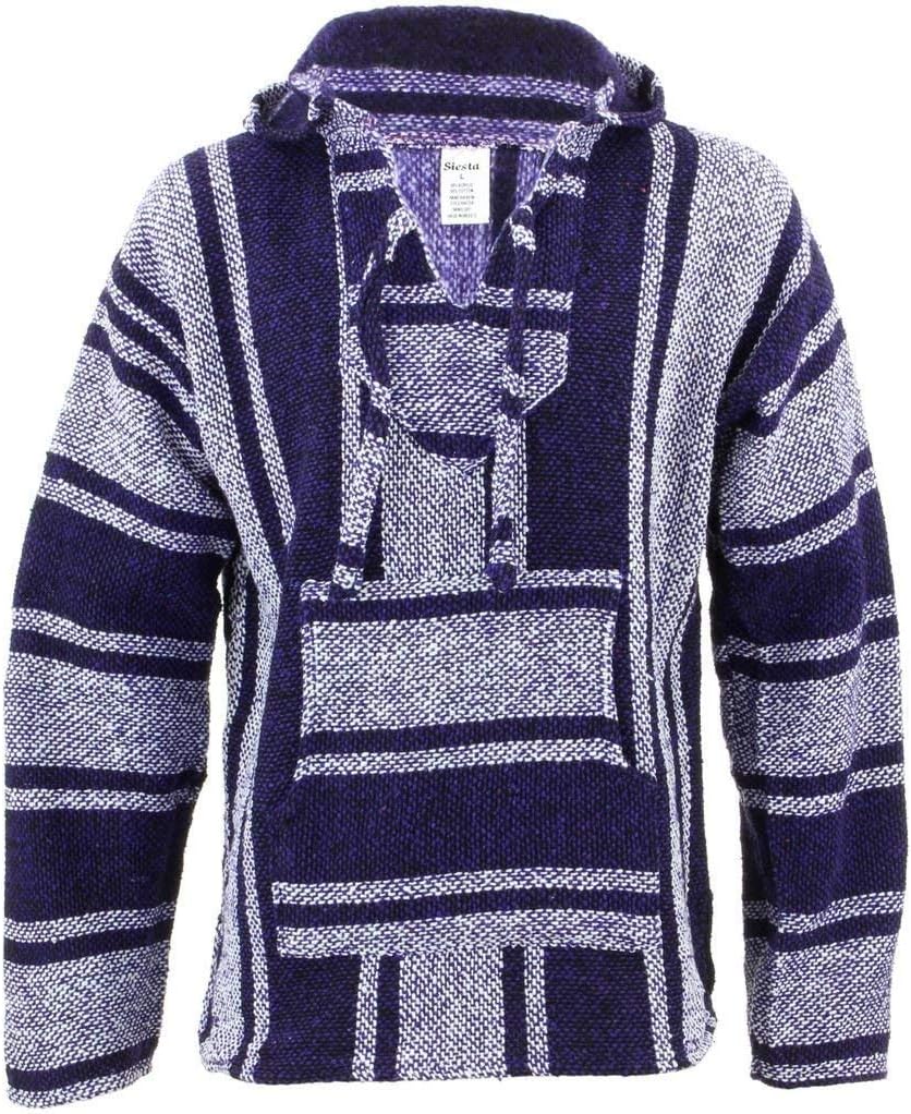 Mexican Baja Jerga Purple and Natural Hooded Hippie top