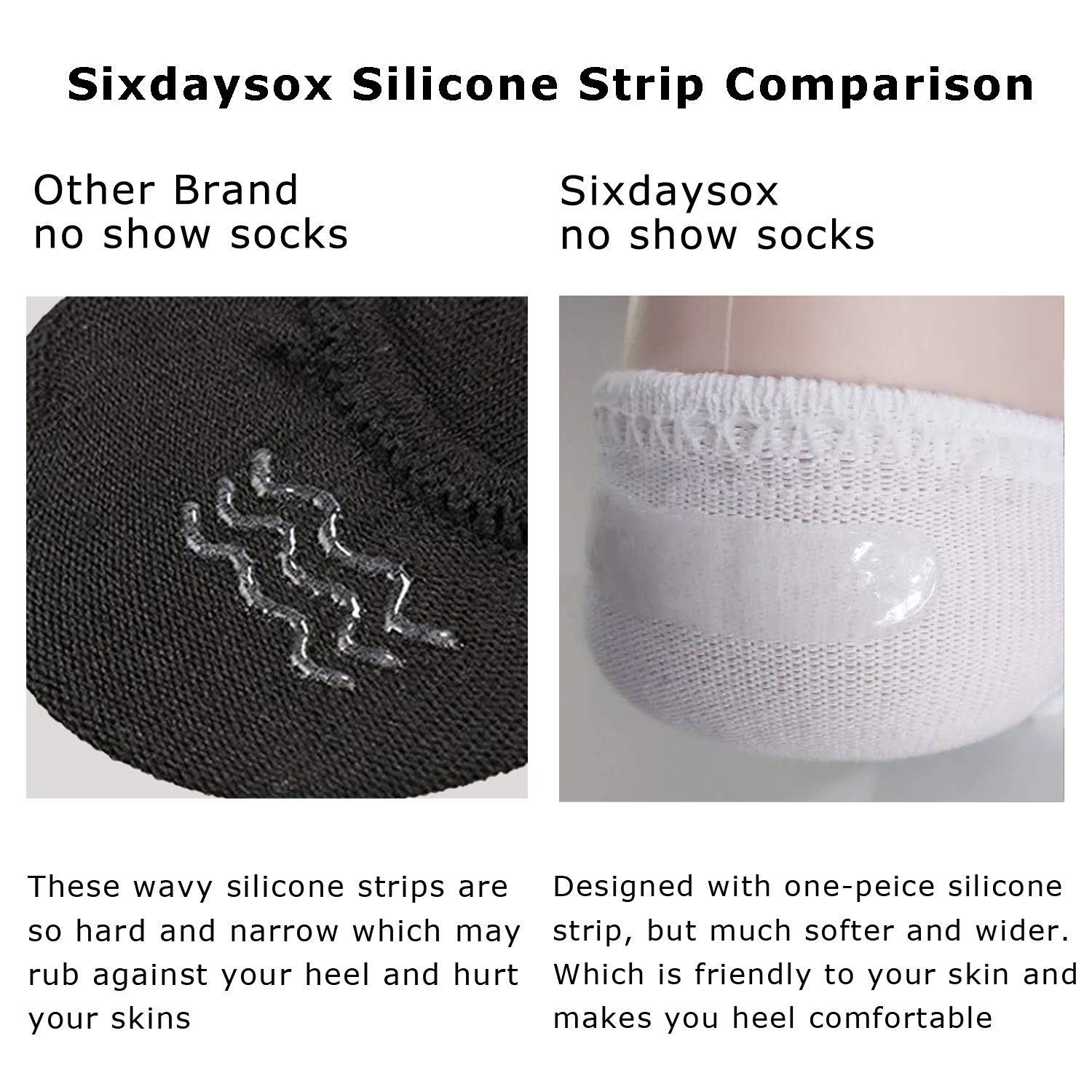 SIXDAYSOX Men\'s No Show Odor-Resistant Non Slip Socks Shoe Size 6-11 Pack of 8