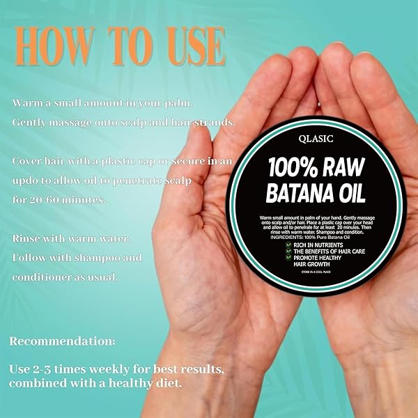 QLASIC 100% RAW BATANA OIL FOR HAIR GROWTH，RAW BATANA OIL FOR HAIR GROWTH AND REPAIR -100% PURE, UNREFINED FROM HONDURAN RAINFORESTS PREVENT HAIR LOSS AND ENHANCES HAIR THICKNESS IN MEN & WOMEN