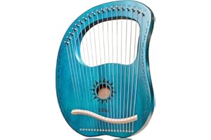 TienClef Lyre Harp 19 String Ancient Greece Style Mango Shaped Deer Pattern Lyra Box Type Harp with Tuning Wrench & Instruction Guide for Adult kids & Beginner (Blue), L19HMB-B