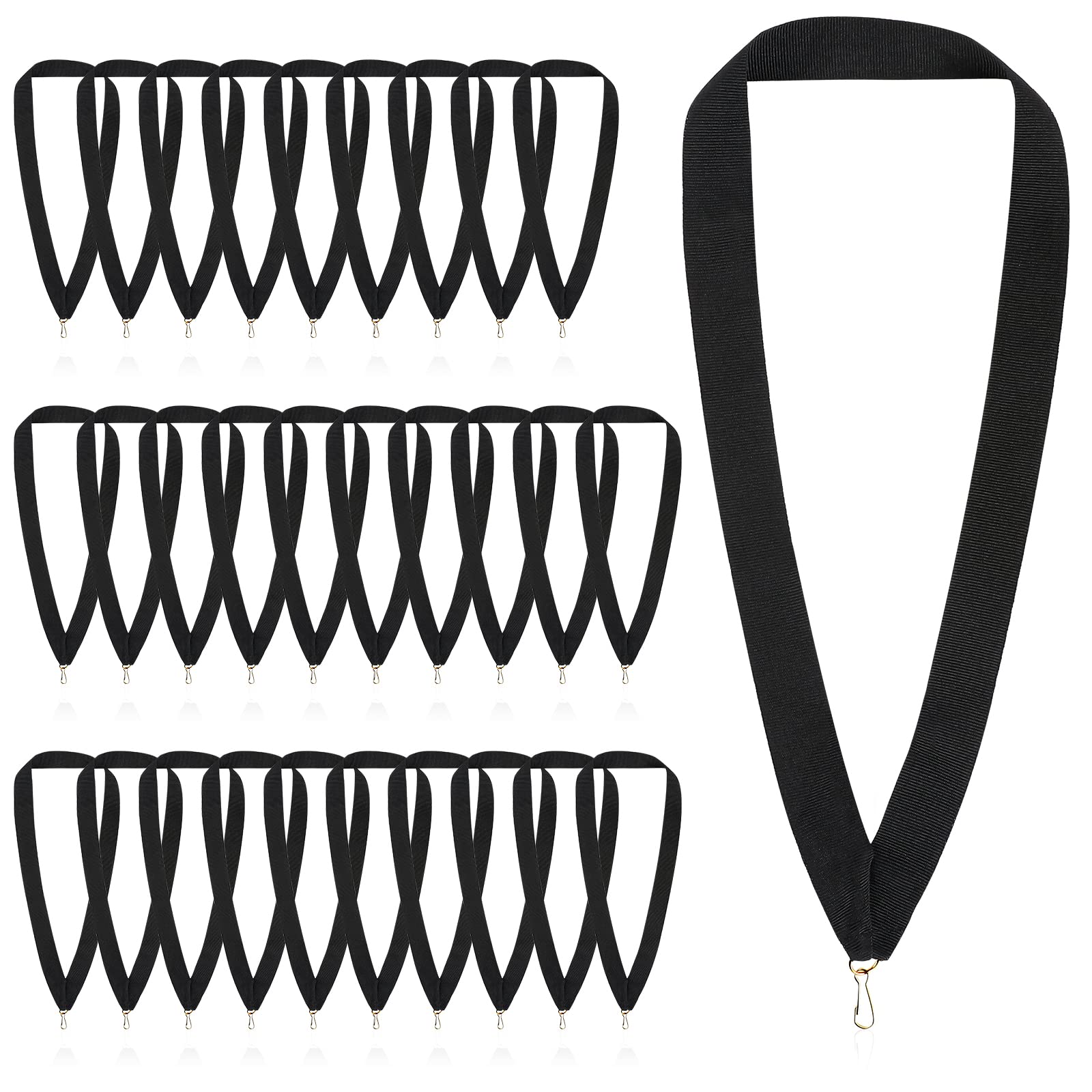 30Pcs Award Ribbon Lanyards Medal Ribbons Black Neck Ribbons for Medals Flat Medal Lanyards Ribbon Lanyard Medals with Snap Clips for Competitions Sports Meeting Sport Party