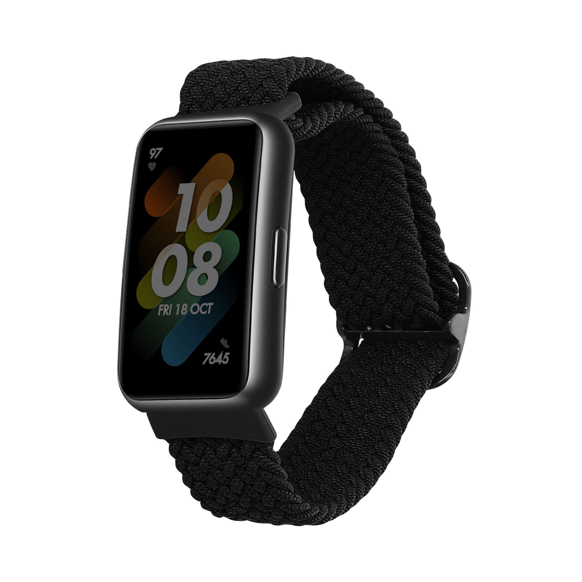 kwmobile Nylon Band Compatible with Huawei Band 7 - Band Replacement Strap for Fitness Tracker - Black (59428.01_m002310)
