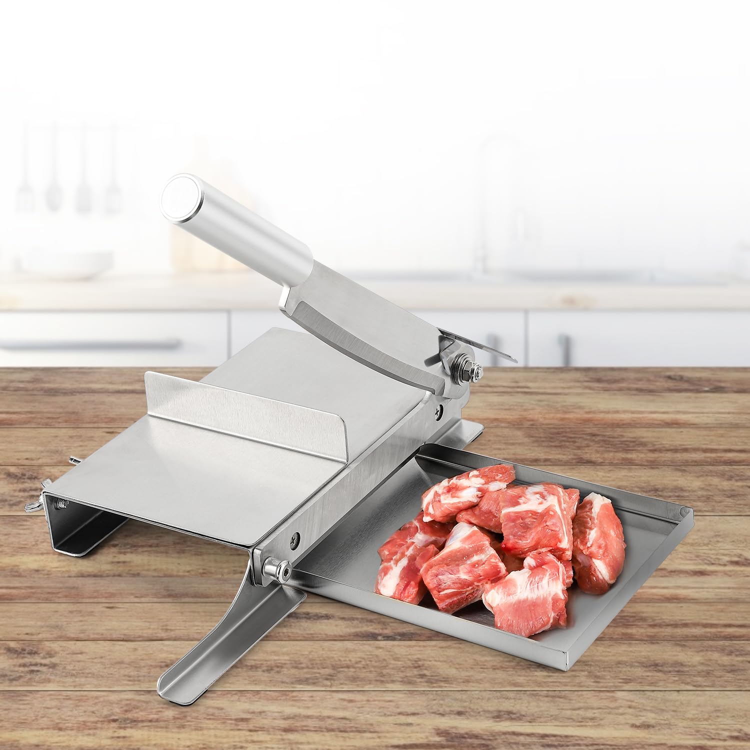 CGOLDENWALL Manual Ribs Meat Slicer Household Stainless Steel Bone Cutting Slicing Machine Chicken Lamb Chops Ribs Herb Pastry Cutter for Home Cooking