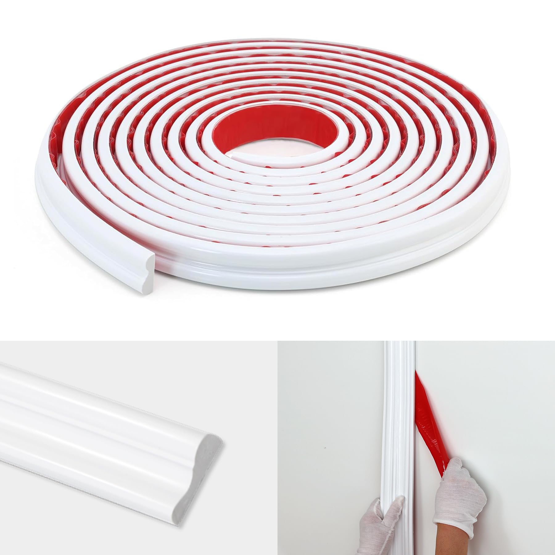 Taaizau Peel and Stick Wall Molding Trim, Flexible Strip for Mirror Frame, Chair Rail, Wall Protection and Home DIY Decoration (3m x 2.3cm)