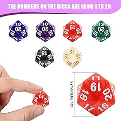 6 Pieces 20 Sided DND Dice,D20 Polyhedral Dice,22mm