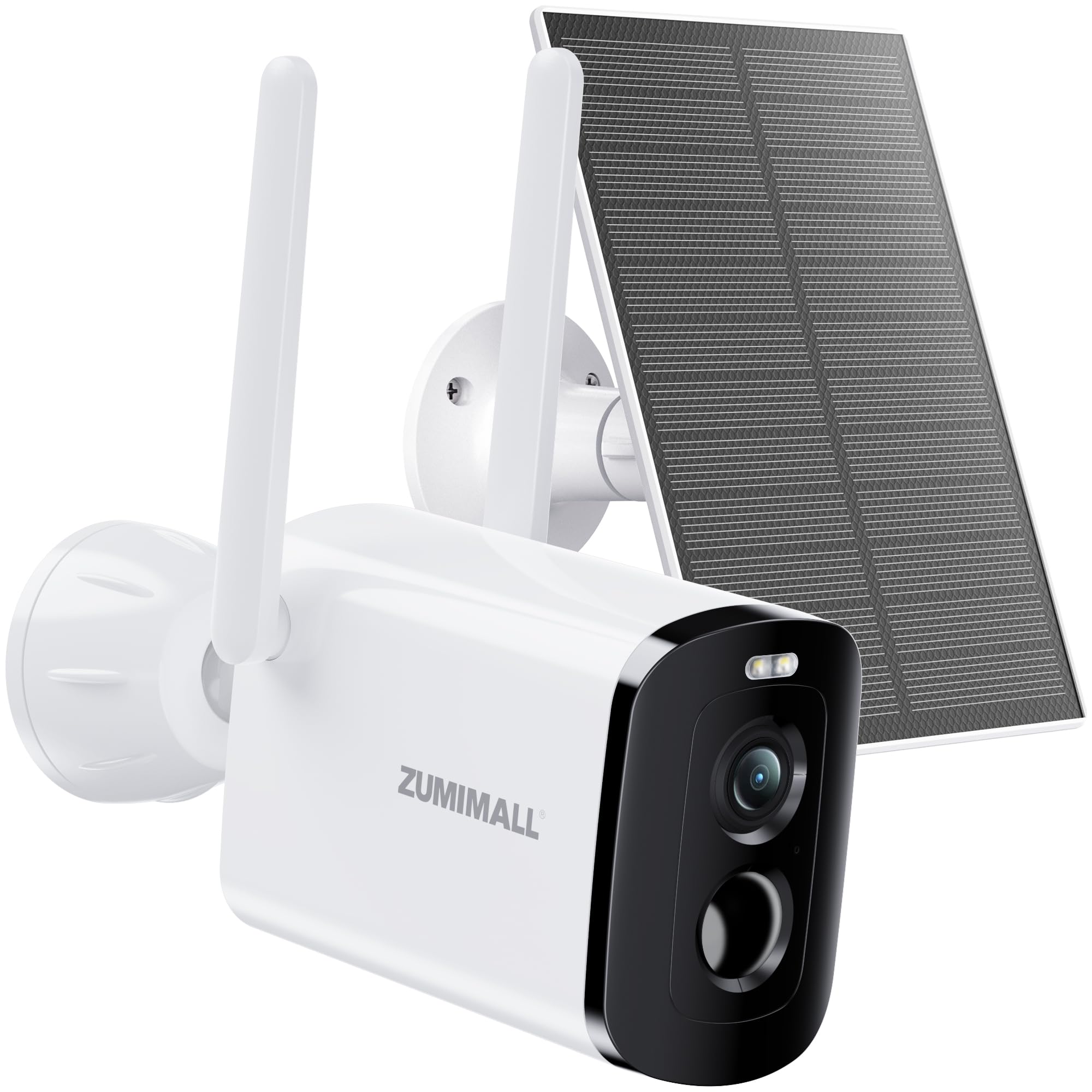 Photo 1 of ZUMIMALL Security Cameras Wireless Outdoor, 2K Solar Camera for Home Security with 3MP Color Night Vision, 2.4GHz WiFi, 2-Way Talk, Spotlight & Siren, IP66 Waterproof, Work with Alexa