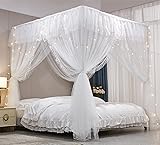VETHIN 4 Corners Post Ruffle Princess Bed Canopy
