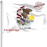 Nuibers Illinois Flag 3x5 FT Sturdy for Outside, Heavy Duty 3Ply Polyester Illinois State Flags Outdoor, Double Sided Long Lasting IL State Flag Brass Grommets