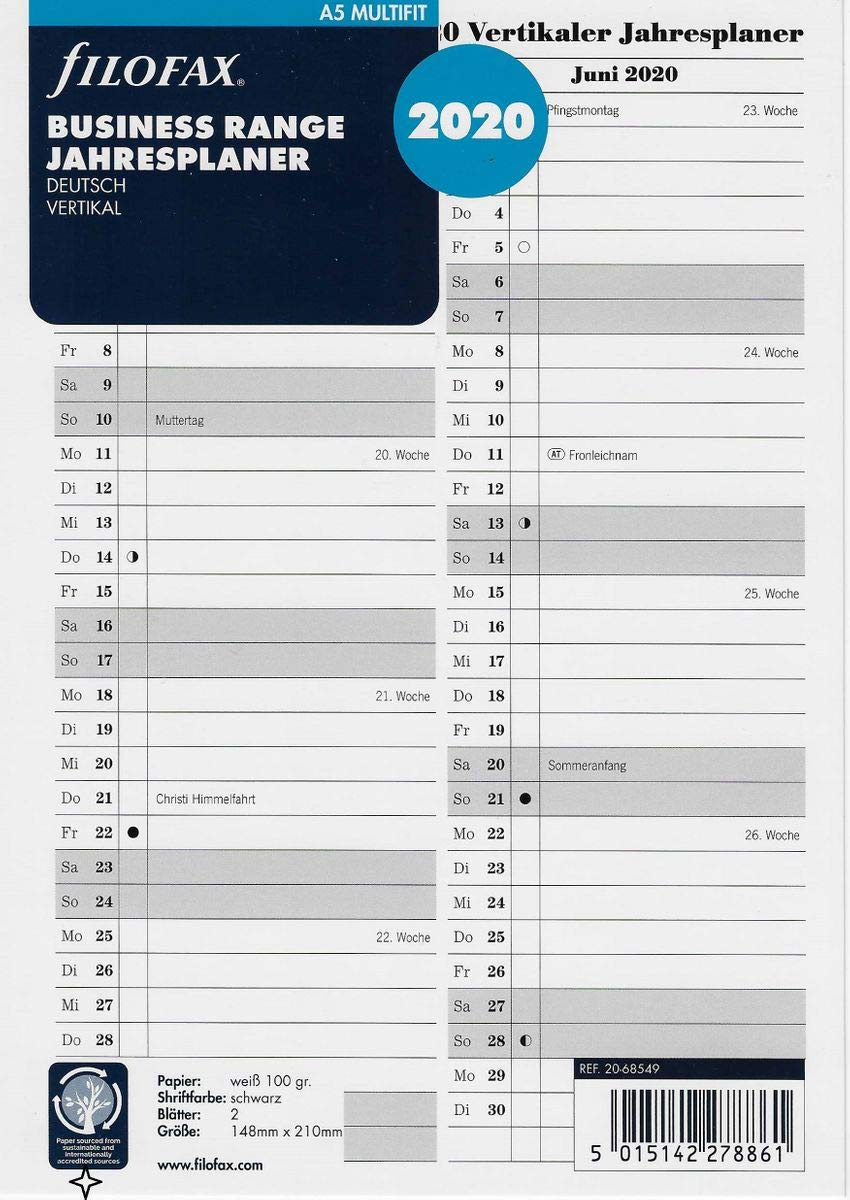 Filofax 000020-68549 Calendar