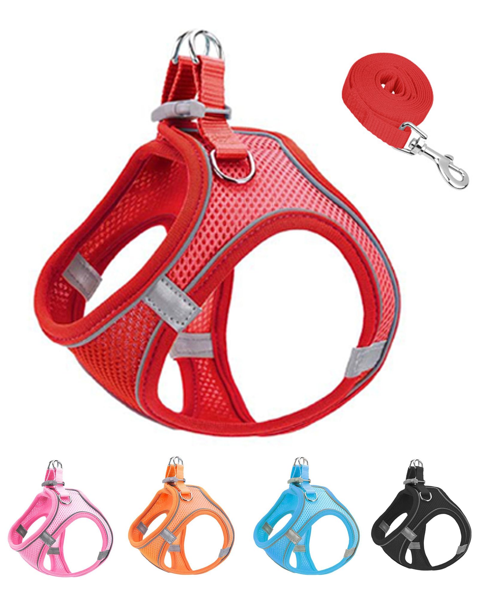 Photo 1 of JUFOO XS Red Soft Mesh Dog Harness and Leash Set,No Escape Puppy Harnesses for Training Walking? Reflective Adjustable Puppy Vest for Small Medium Dogs, Cats (Red, XS)LPNPMEQ8403873
