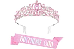 Tiara Crown for Girls,Birthday Crown and Sash for Girl,Birthday Party Supplies, Women's Girl Headpieces