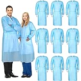 Xuhal 150 Pack Disposable Isolation Gowns PPE Gowns Disposable Bulk Fully Closed Double Tie Back Elastic Cuffs for Home Isolation, Labs, Dental, Beauty Agencies, Tattoo Practices, Unisex (Blue)