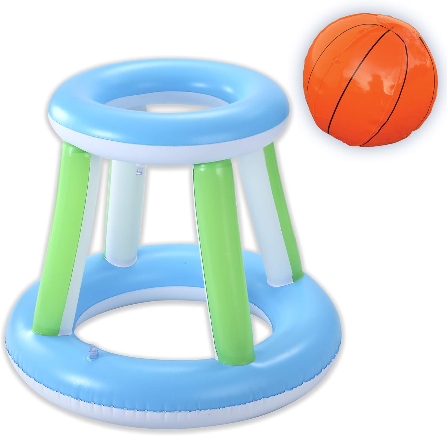 JOYIN Inflatable Pool Volleyball Set, Volleyball Net & Basketball Hoops Pool Float Set, Floating Summer Floaties, Volleyball Court Pool Party Lounge Raft, Inflatable Party Fun Swimming Game Toy: Toys & Games