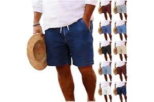 TIMIFIS Fake Denim Shorts for Men Plus Size Summer Beach Shorts Casual Drawstring Elastic Waist Short Pants with Pockets